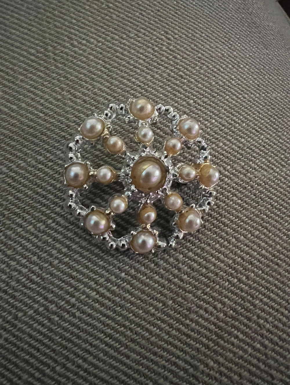 Vintage Pearl Cluster Brooch - Circa 1970s